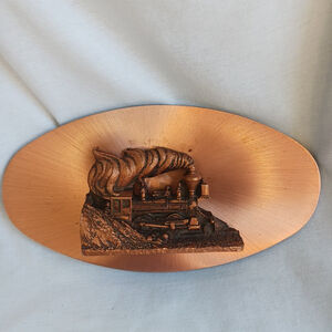 Victor 3D Copperama Train Engine Locomotive Wall Art Signed